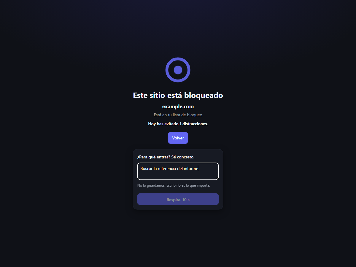 Block page asking for intent